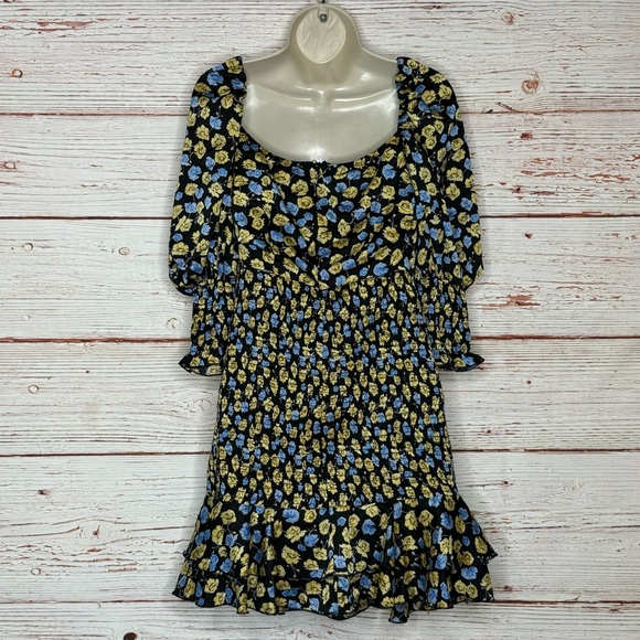 Dark Pink London Sweetheart Neck Mini Dress in Ditsy Floral Multi Sz 8 - Picture 8 of 10